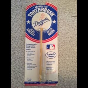 Vintage Dodgers baseball bat toothbrush w/ holder